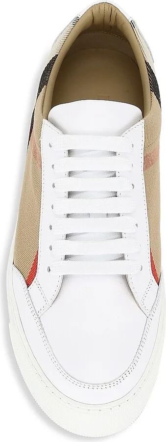 Women's Salmond Vintage Check Leather & Textile Sneakers - White - Size 5 - Image 5