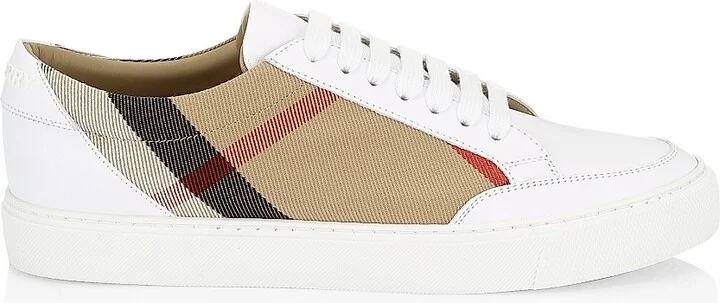 Women's Salmond Vintage Check Leather & Textile Sneakers - White - Size 5
