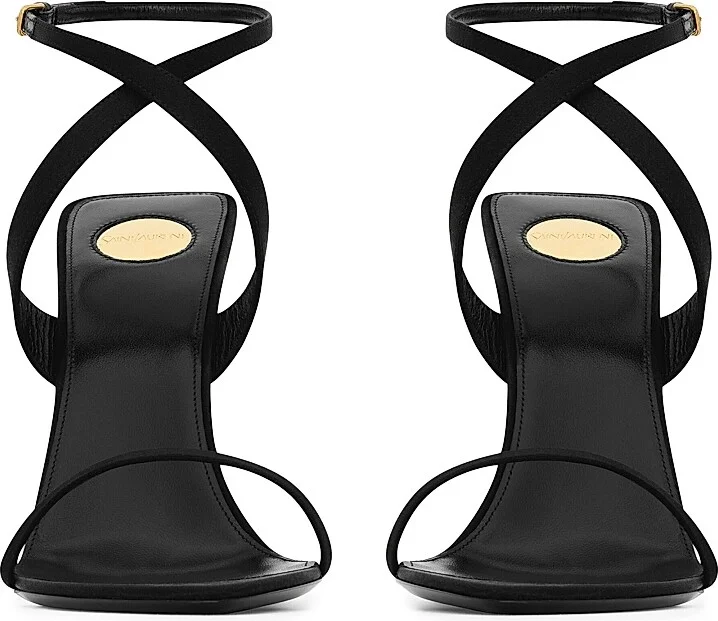 Women's Salom Wedges in Satin Crepe and Metallic Leather - Black And Sun Gold - Size 6 - Image 3