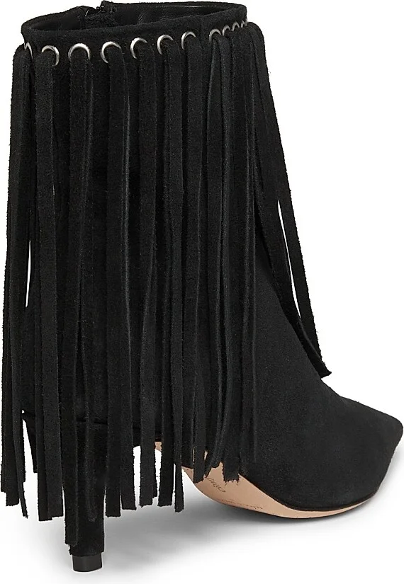 Women's Sammy Fringe Suede Ankle Boots - Black - Size 6 - Image 3