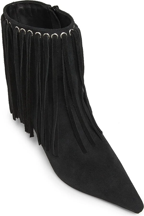 Women's Sammy Fringe Suede Ankle Boots - Black - Size 6 - Image 4