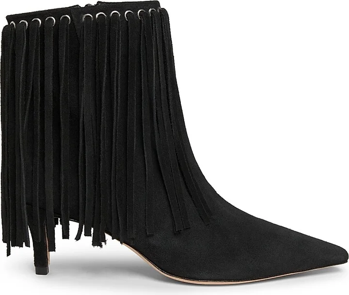 Women's Sammy Fringe Suede Ankle Boots - Black - Size 6