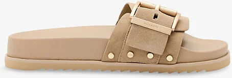 Womens Sand Brown Ellie Studded Suede Sliders Eur 39 / 6 Uk Women