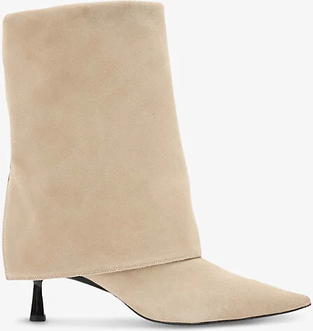 Womens Sand Brown Odyssey Folding Suede Knee-High Boots Eur 40 / 7 Uk Women