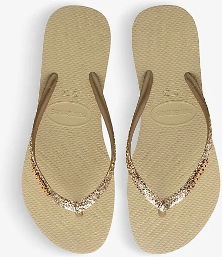 Womens Sand Grey Slim Glitter II Rubber Flip Flops 5 - Image 2
