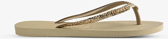 Womens Sand Grey Slim Glitter II Rubber Flip Flops 5