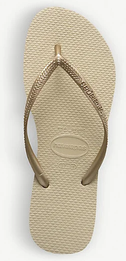 Womens Sand Grey Slim Rubber Flip-Flops 5 - Image 2