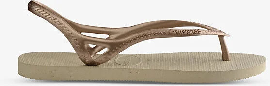 Womens Sand Grey Sunny II Rubber Flip-Flops 3/4