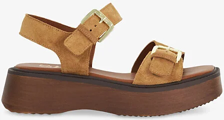 Womens Sand Suede Luno Double-Strap Flatform Suede Sandals Eur 36 / 3 Uk Women