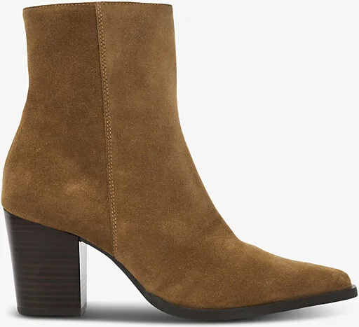 Womens Sand Suede Paxten Pointed-Toe Suede Heeled Ankle Boots Eur 36 / 3 Uk Women