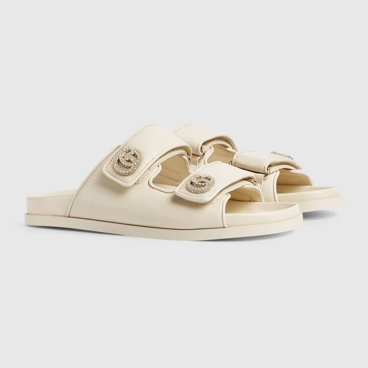 Women's sandal with crystal Double G - Image 2
