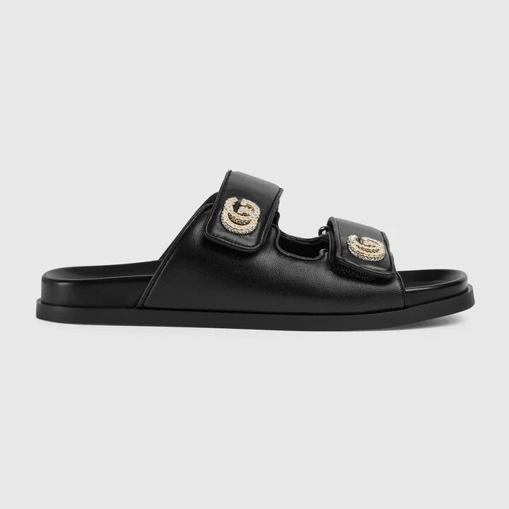 Women's sandal with crystal Double G