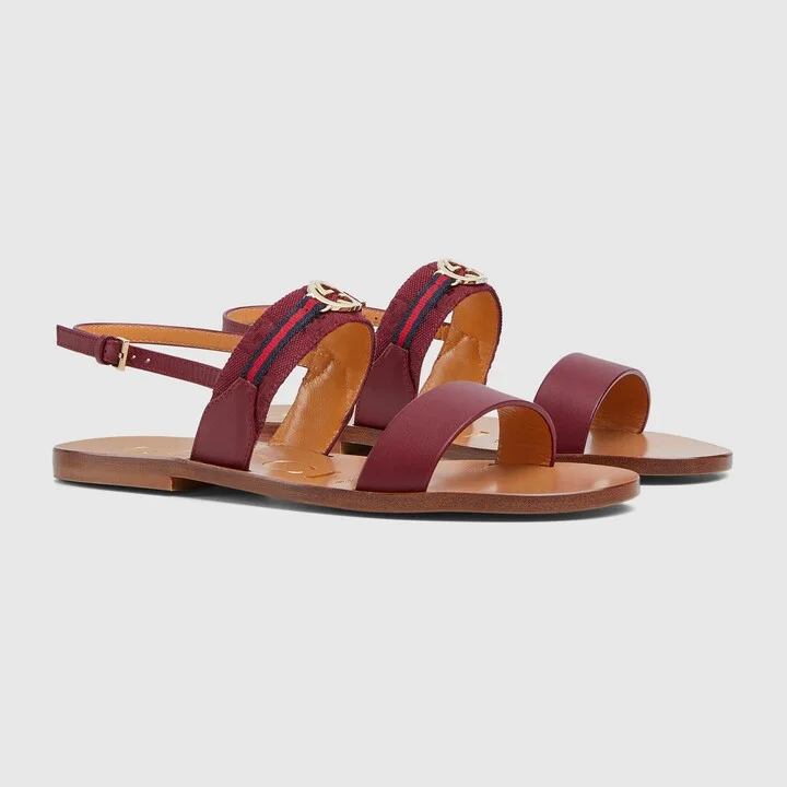 Women's sandal with Interlocking G and Web - Image 2