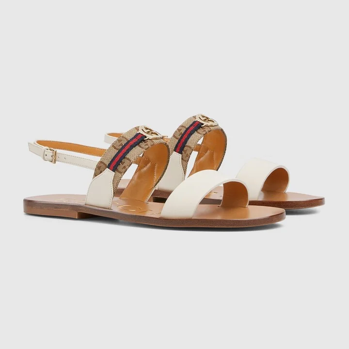 Women's sandal with Interlocking G and Web - Image 2