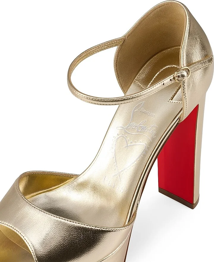 Women's Sandaloo 130MM Leather Sandals - Gold - Size 6.5 - Image 5