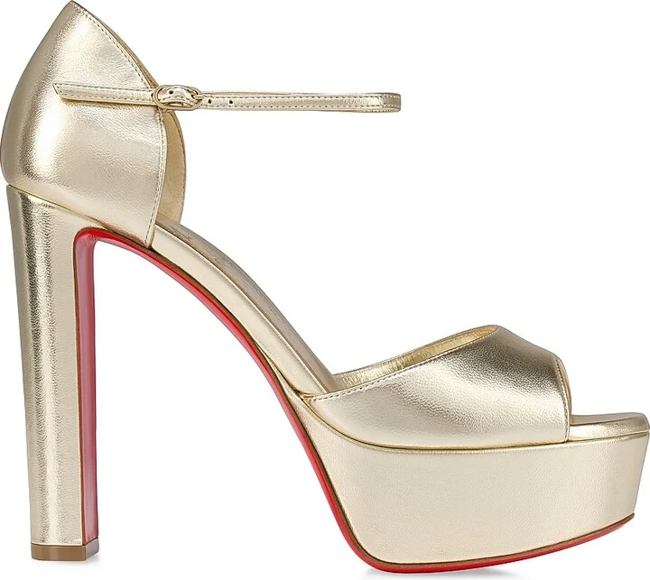 Women's Sandaloo 130MM Leather Sandals - Gold - Size 6.5