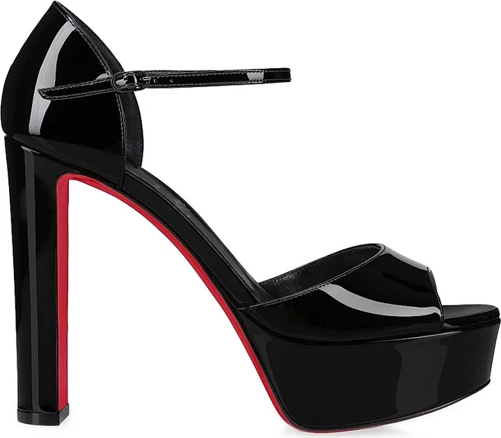 Women's Sandaloo Patent Leather 130MM Sandals - Black - Size 7