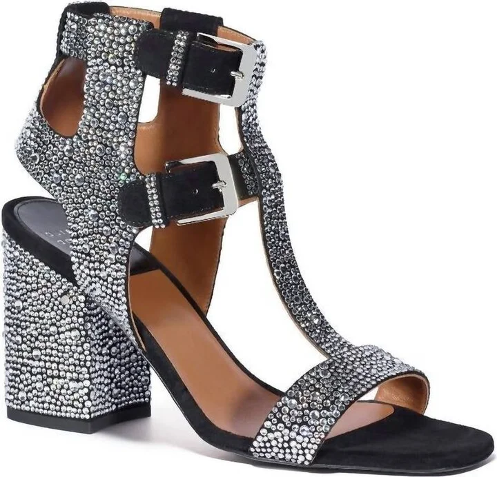 Women's Sandra Crystal Embellished Sandal In Black/silver