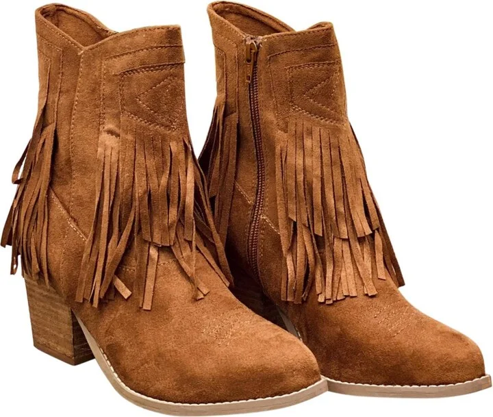 Women's Sandra Fringe Booties In Tan