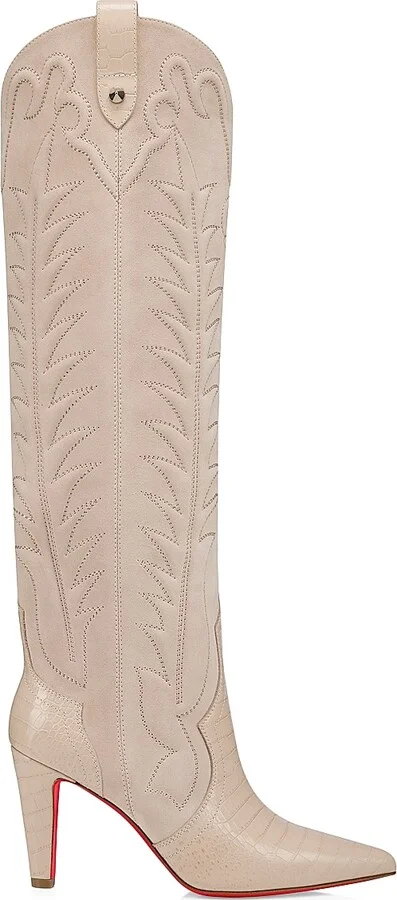 Women's Santia Botta 85MM Leather Boots - Pearl - Size 4