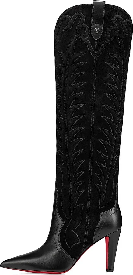 Women's Santia Botta 85MM Suede-Leather Boots - Black - Size 4 - Image 4