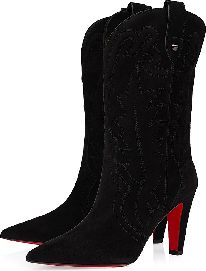 Women's Santiabooty 85MM Velvet Calf Booties - Black - Size 6 - Image 2