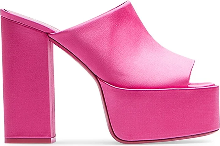 Women's Sasha Satin Platform Mules - Flamingo - Size 7.5