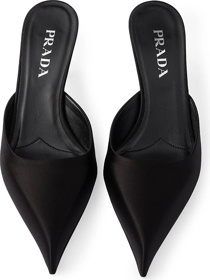 Women's Satin 55MM Mules - Black - Size 10 - Image 2