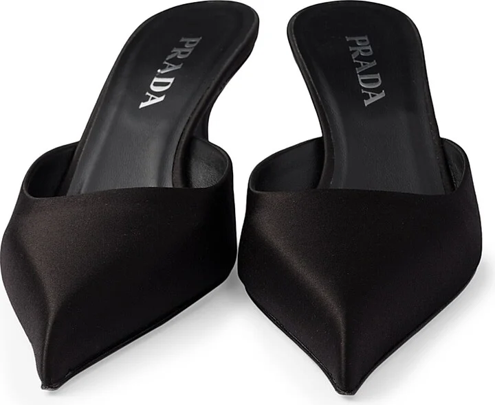 Women's Satin 55MM Mules - Black - Size 10 - Image 4