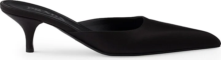 Women's Satin 55MM Mules - Black - Size 10