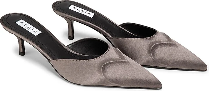Women's Satin 55MM Mules - Taupe - Size 6 - Image 2