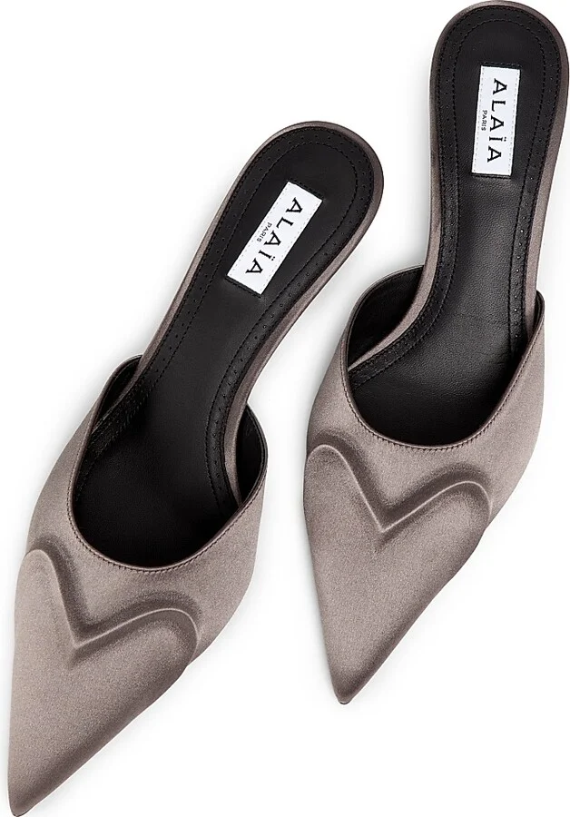 Women's Satin 55MM Mules - Taupe - Size 6 - Image 4