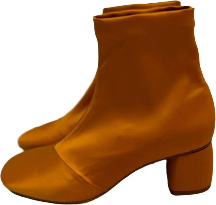 Women's Satin Ankle Boots In Caramel