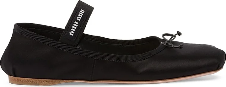 Women's Satin Ballerinas - Black - Size 7.5