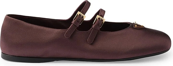 Women's Satin Ballerinas - Dark Red - Size 7