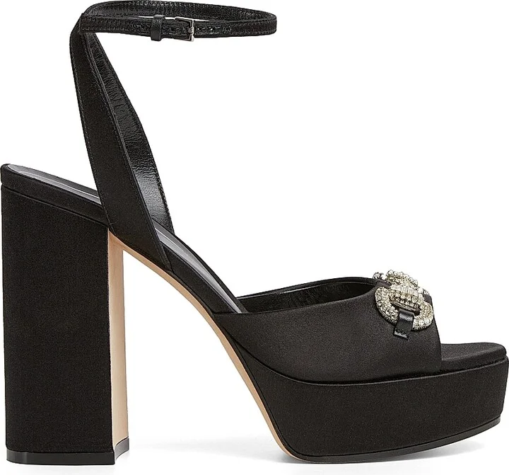 Women's Satin Block Horsebit Sandals - Black - Size 8.5