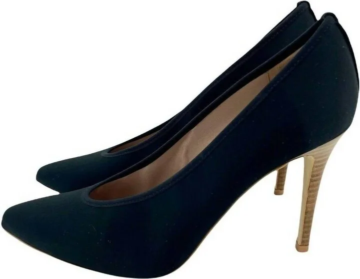 Women's Satin Pumps Pointed Toe Stiletto High Heels In Black