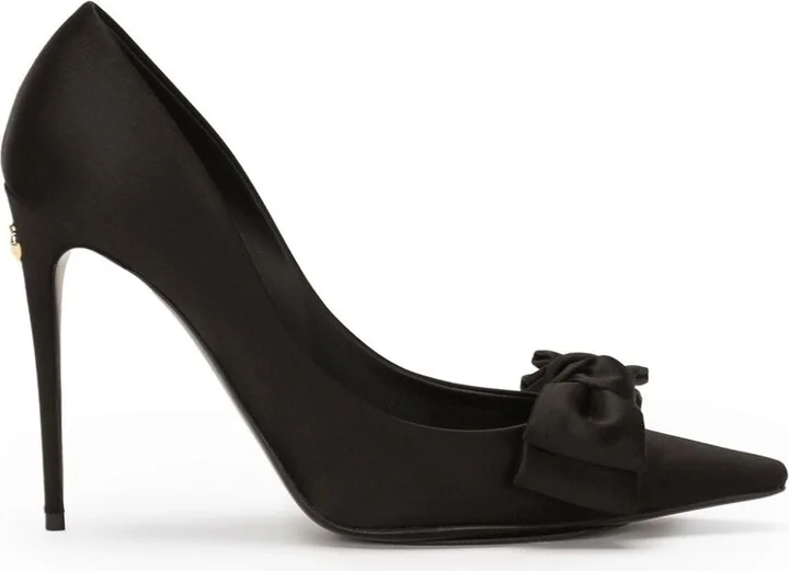 Women's Satin Pumps With Bow Detail