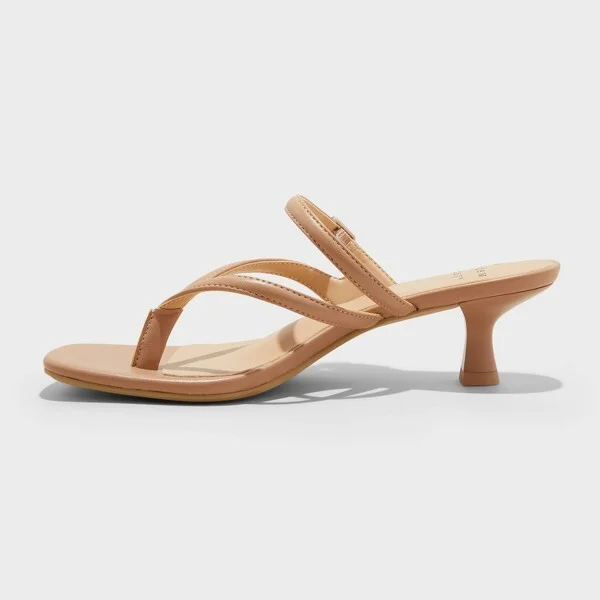 Women's Sayler Thong Heels - A New Day™ : Slip-On T-Strap, Cushioned Insole, Faux Leather, 2" Louis Heel, Open Round Toe - Image 2