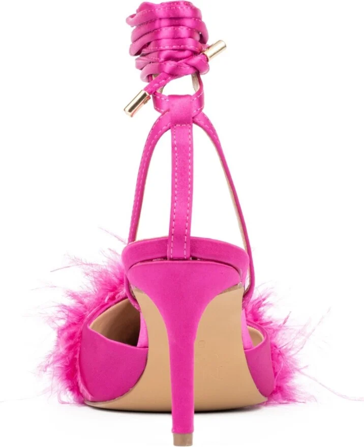 Womens Saylor- Faux Feather Heel Sandal - Image 2