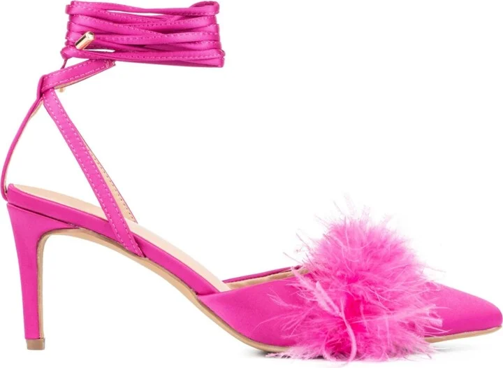 Womens Saylor- Faux Feather Heel Sandal - Image 3