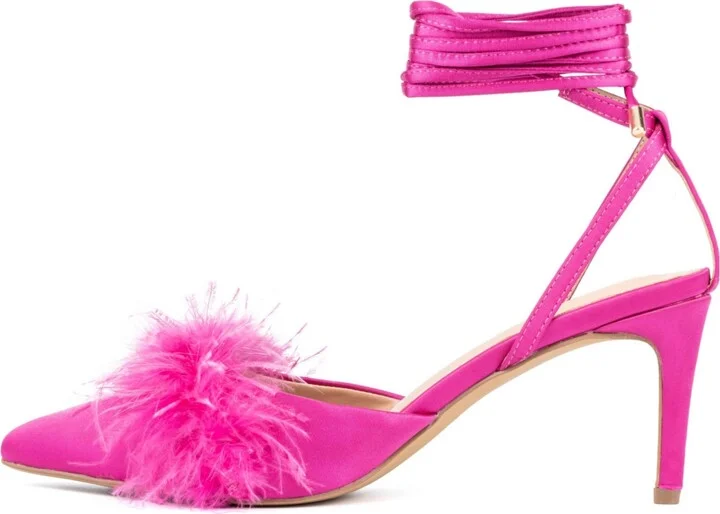 Womens Saylor- Faux Feather Heel Sandal - Image 5