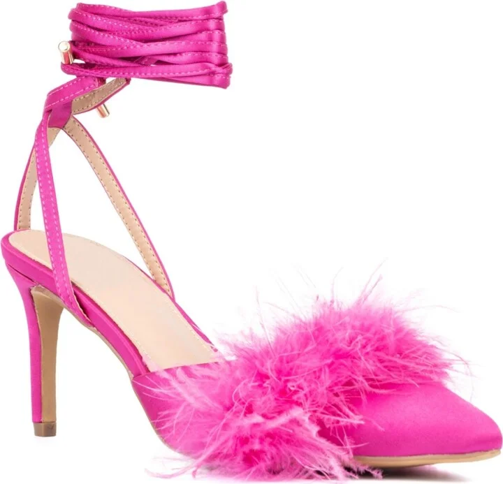 Womens Saylor- Faux Feather Heel Sandal