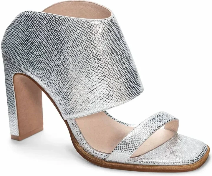 Women's Scaly Metallic Slide With Ankle Cuff In Silver