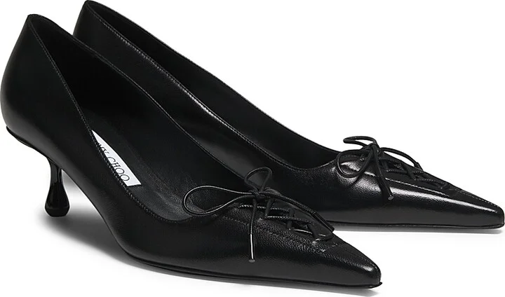 Women's Scarlett 50MM Lace-Up Leather Pumps - Black - Size 6 - Image 2