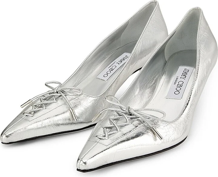 Women's Scarlett 50MM Vintage Metallic Leather Pumps - Silver - Size 5 - Image 2