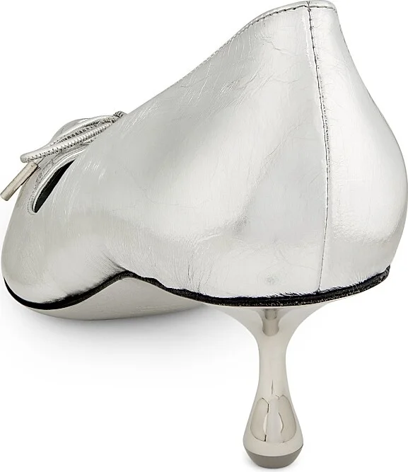Women's Scarlett 50MM Vintage Metallic Leather Pumps - Silver - Size 5 - Image 3