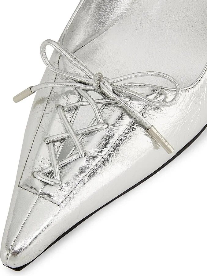 Women's Scarlett 50MM Vintage Metallic Leather Pumps - Silver - Size 5 - Image 5