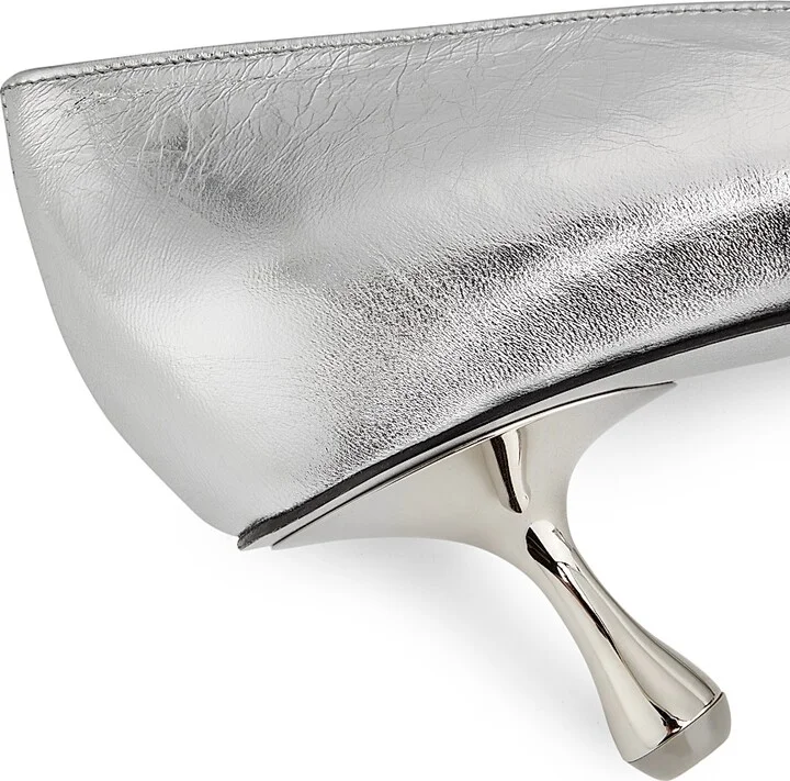 Women's Scarlett 50MM Vintage Metallic Leather Pumps - Silver - Size 5 - Image 6