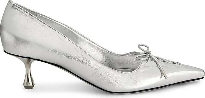Women's Scarlett 50MM Vintage Metallic Leather Pumps - Silver - Size 5